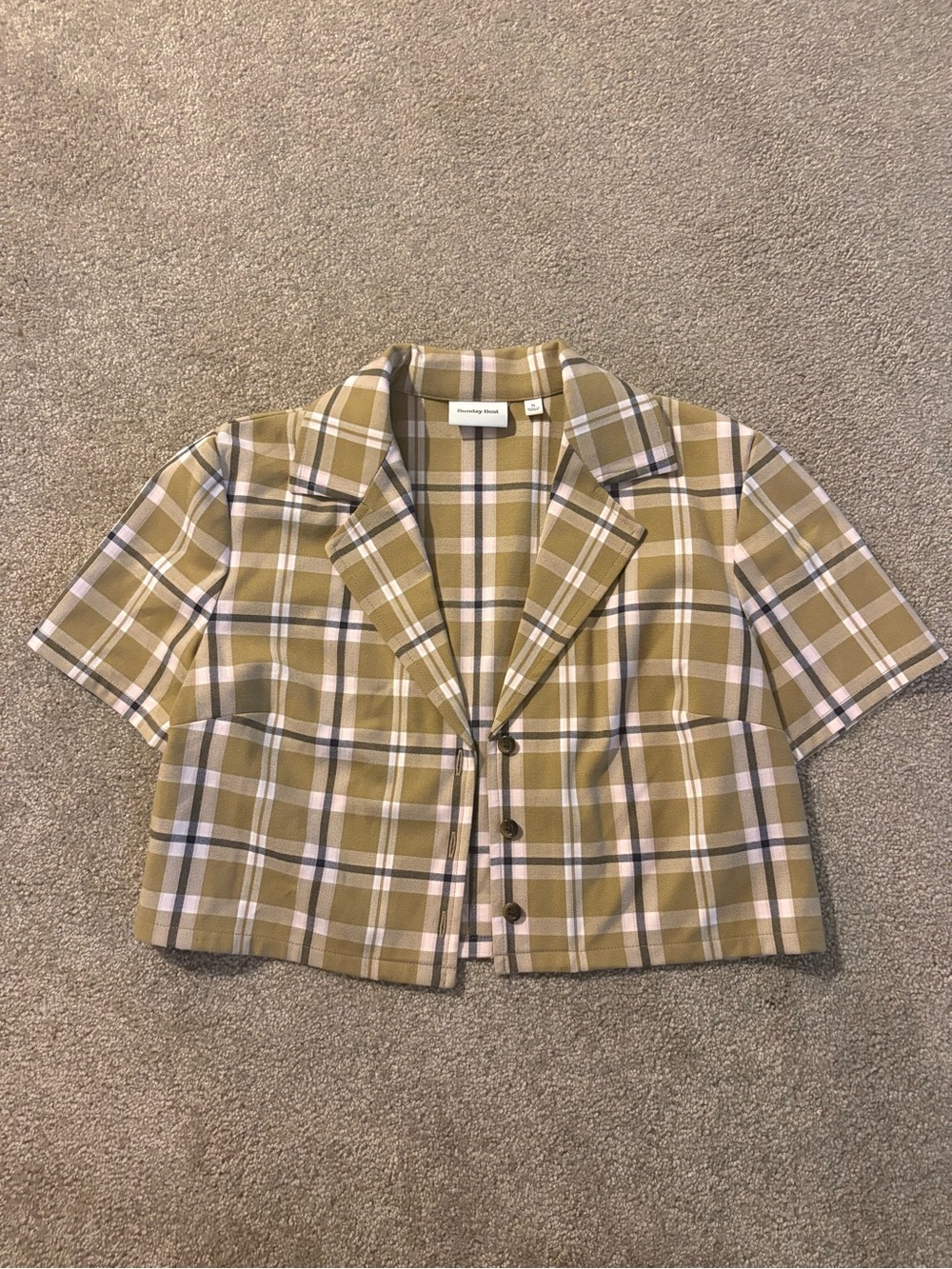 Aritzia Sunday Best Plaid Shirt Jacket in Mustard and Pink
